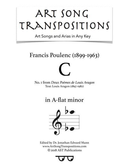 Deux Pomes De Louis Aragon C A Flat Minor Sheet Music