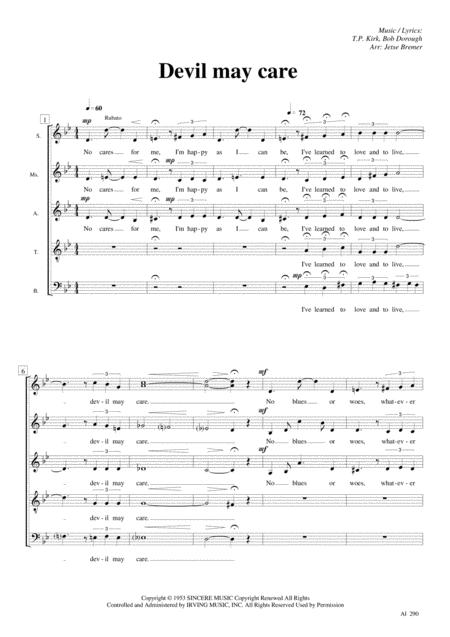 Devil May Care Saatb A Cappella Sheet Music