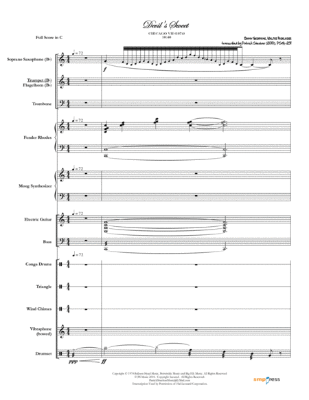 Devils Sweet Chicago Full Score Set Of Parts Sheet Music