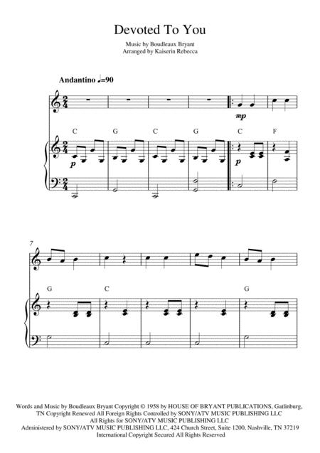 Devoted To You For Oboe Solo And Piano Accompaniment Sheet Music