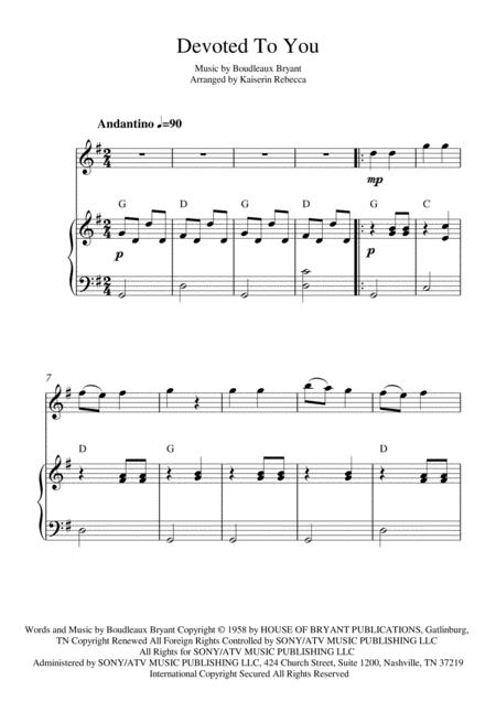 Free Sheet Music Devoted To You Violin Solo And Piano Accompaniment