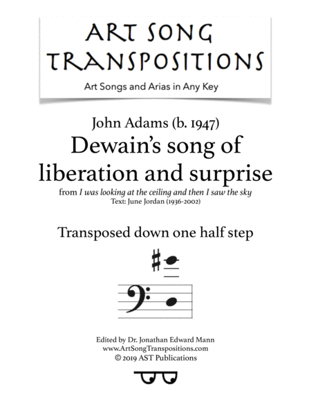 Dewains Song Of Liberation And Surprise Transposed Down One Half Step Sheet Music