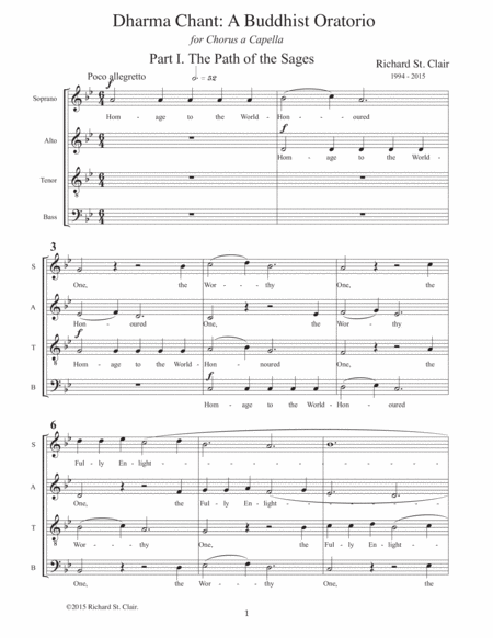 Dharma Chant A Buddhist Oratorio In Three Parts For Mixed Chorus Satb A Capella Sheet Music