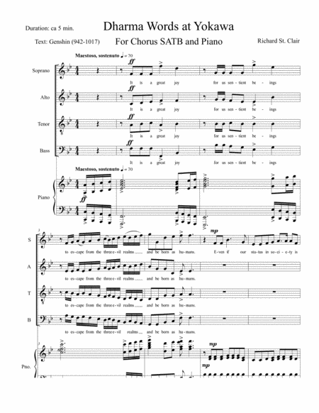 Free Sheet Music Dharma Words At Yokawa For Chorus Satb With Piano Accompaniment