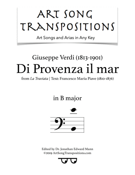Free Sheet Music Di Provenza Il Mar B Major