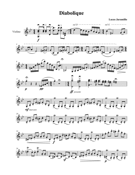 Diabolique Capriccio For Solo Violin Sheet Music