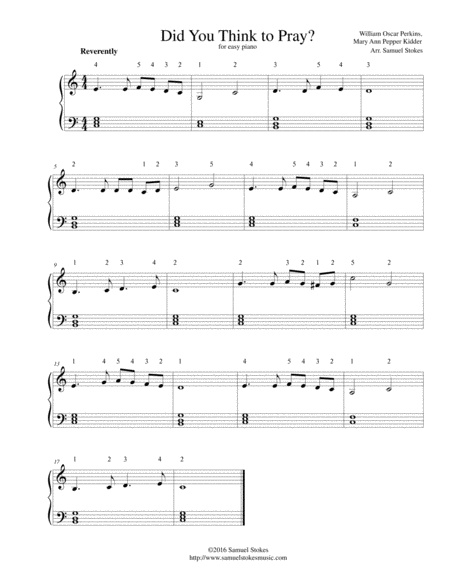 Did You Think To Pray For Easy Piano Sheet Music