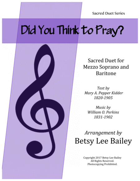 Free Sheet Music Did You Think To Pray Sacred Duet For Mezzo And Baritone