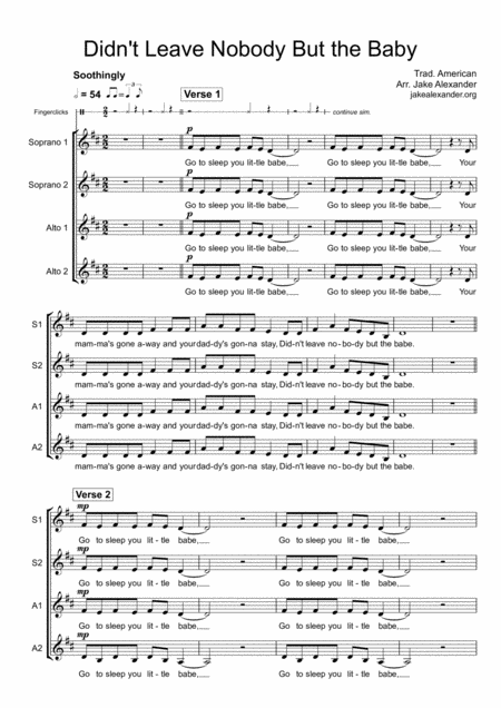 Didnt Leave Nobody But The Baby Ssaa Sheet Music