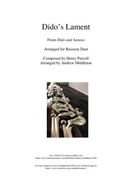 Dido Lament Arranged For Bassoon Duet Sheet Music