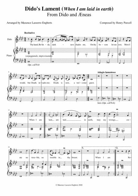 Free Sheet Music Didos Lament Medium Voice Key Fm