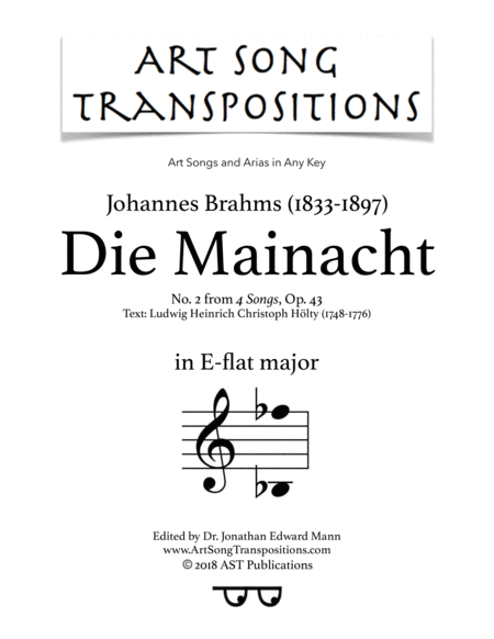 Free Sheet Music Die Mainacht Op 43 No 2 E Flat Major