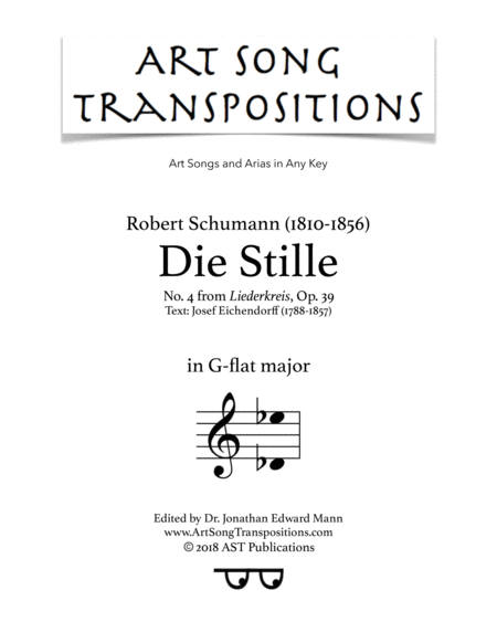 Die Stille Op 39 No 4 G Flat Major Sheet Music