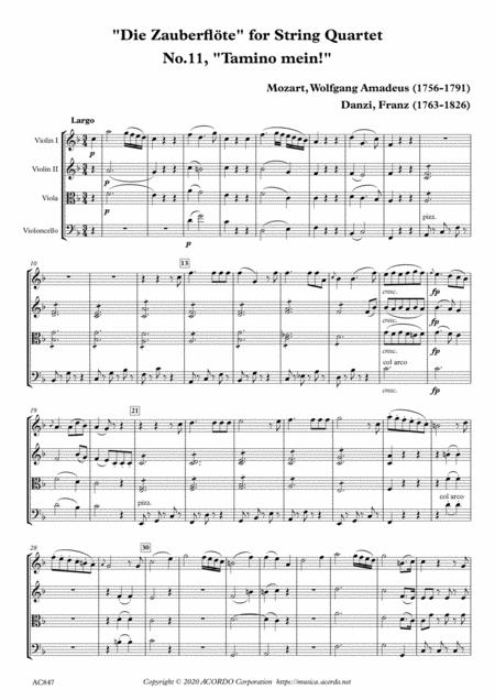 Free Sheet Music Die Zauberflte For String Quartet No 11 Tamino Mein