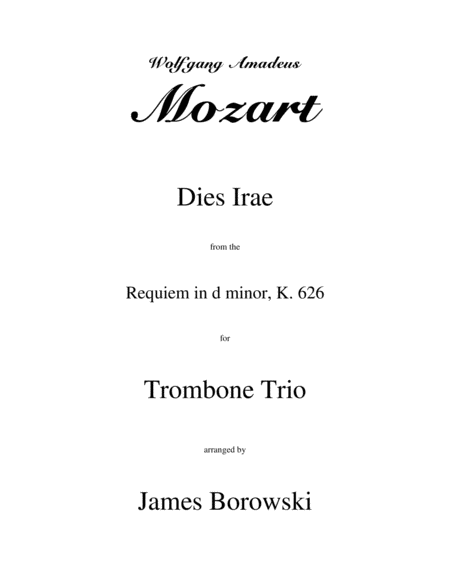 Free Sheet Music Dies Irae From Mozart Requiem In D Minor