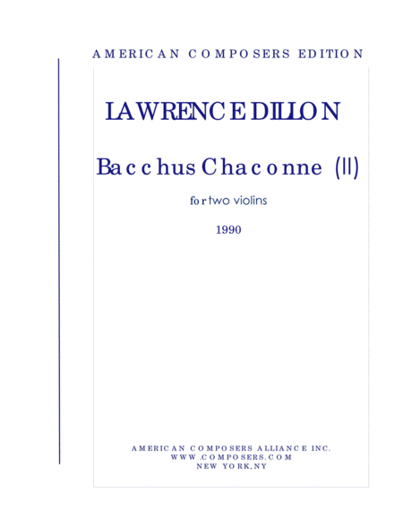 Free Sheet Music Dillon Bacchus Chaconne 1