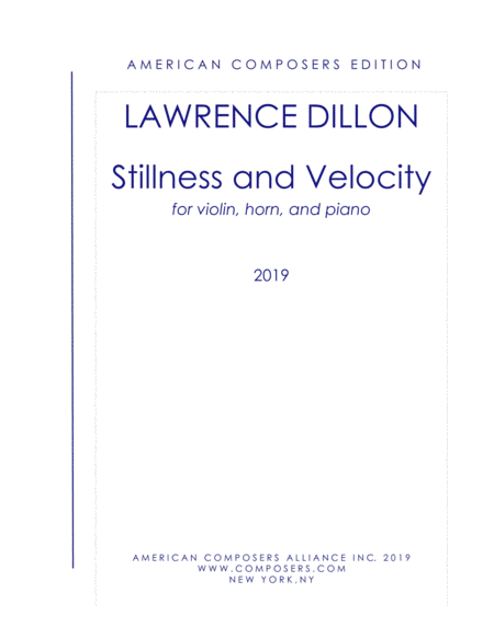 Dillon Stillness And Velocity Sheet Music