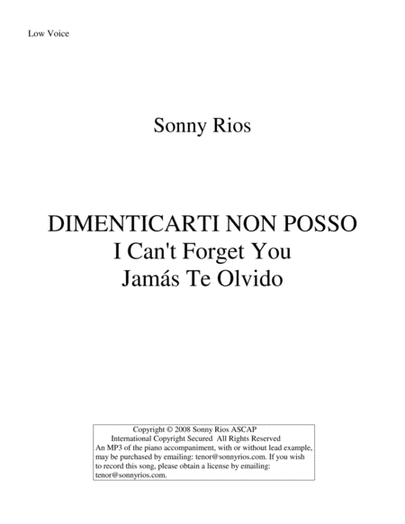 Dimenticarti Non Posso Sheet Music