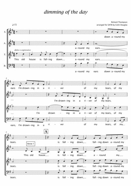 Free Sheet Music Dimming Of The Day Satb