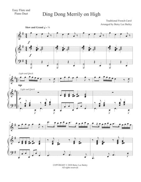 Free Sheet Music Ding Dong Merrily On High Easy Flute Solo