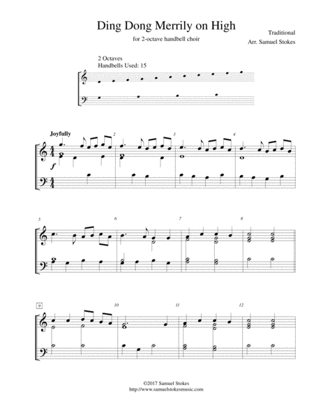 Free Sheet Music Ding Dong Merrily On High For 2 Octave Handbell Choir