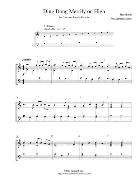 Ding Dong Merrily On High For 2 Octave Handbell Choir Sheet Music