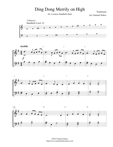 Ding Dong Merrily On High For 3 Octave Handbell Choir Sheet Music