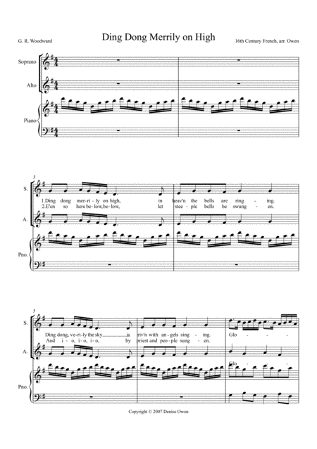 Ding Dong Merrily On High Unison Or Two Part Treble Sheet Music