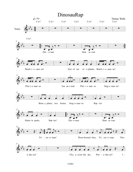 Free Sheet Music Dinosaurap