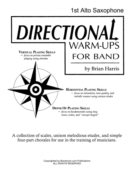 Directional Warm Ups For Band Method Book Part Book Set D Alto Sax 1 Alto Sax 2 Tenor Sax And Site License To Photocopy Sheet Music