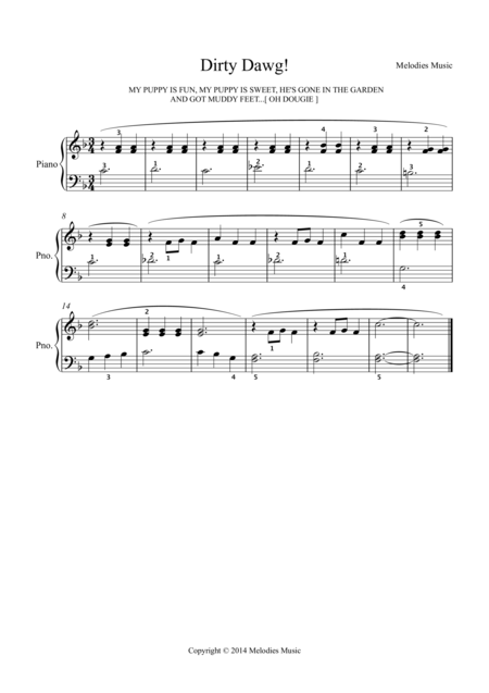 Free Sheet Music Dirty Dawg Color Me Melodies