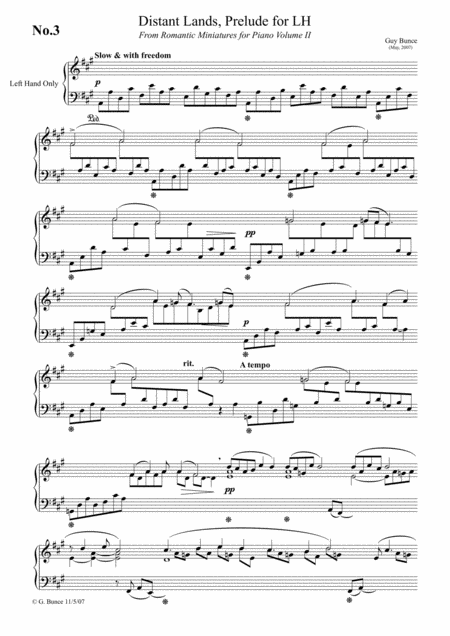Free Sheet Music Distant Lands For Lh