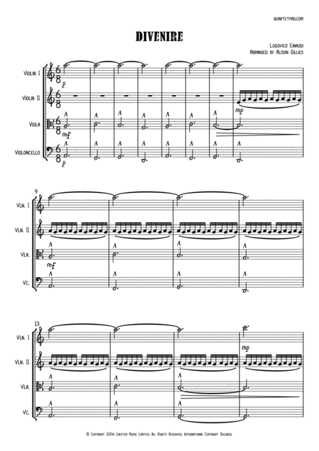 Divenire String Quartet Sheet Music