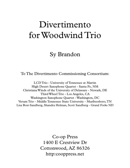 Divertimento For Woodwind Trio Sheet Music