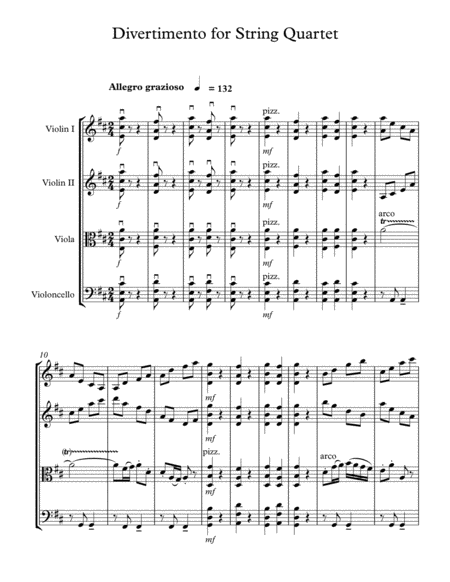 Free Sheet Music Divertimento In D For String Quartet