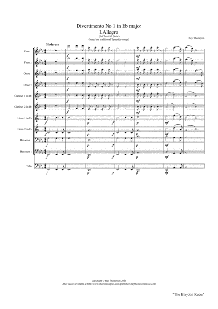 Free Sheet Music Divertimento No 1 In Eb Major Eine Kleine Tyne Musik Symphonic Wind