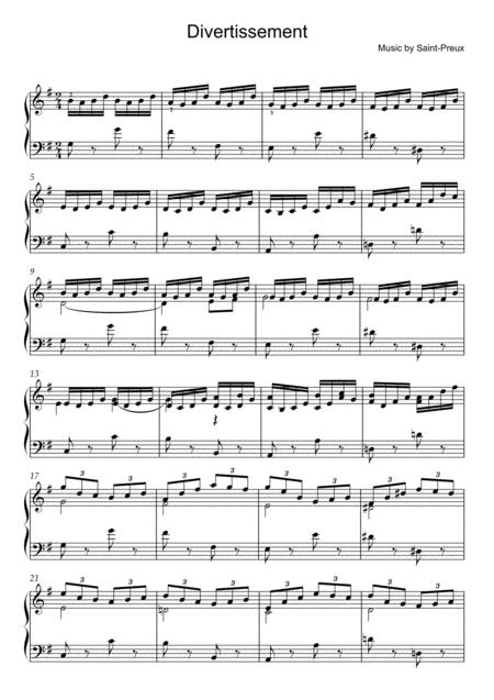 Divertissement Saint Preux Easy Piano Solo Sheet Music