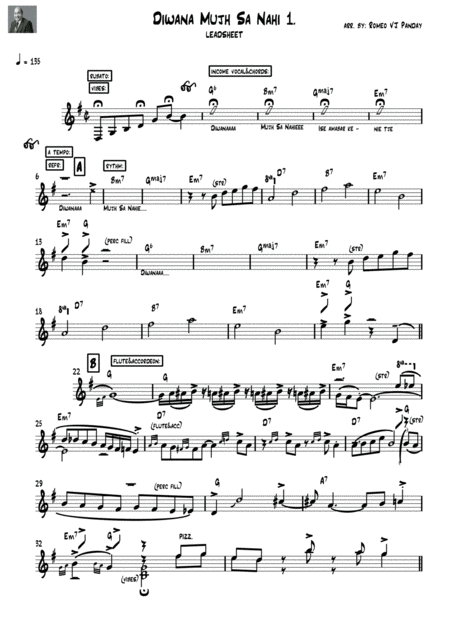 Free Sheet Music Diwana Mujhse Nahin Mohd Rafie