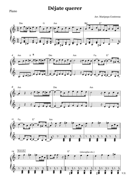 Djate Querer Piano Part Sheet Music