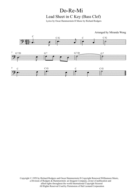 Free Sheet Music Do Re Mi Cello Or Double Bass Lead Sheet Piano Acompaniment