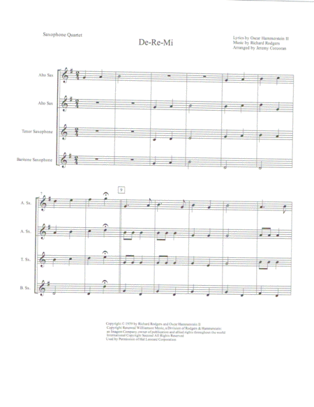 Free Sheet Music Do Re Mi For Saxophone Quartet Satb Or Aatb