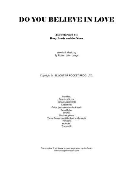 Do You Believe In Love Arranged For 7 10 Piece Horn Band Sheet Music