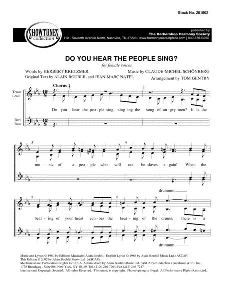 Do You Hear The People Sing From Les Miserables Arr Tom Gentry Sheet Music