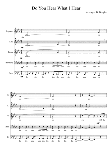 Free Sheet Music Do You Hear What I Hear A Cappella Sattb W Optional Vp Inspired By Pentatonix