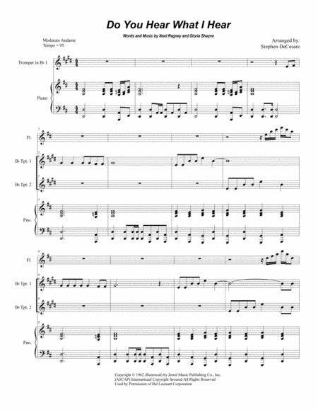 Do You Hear What I Hear Duet For Bb Trumpet Sheet Music