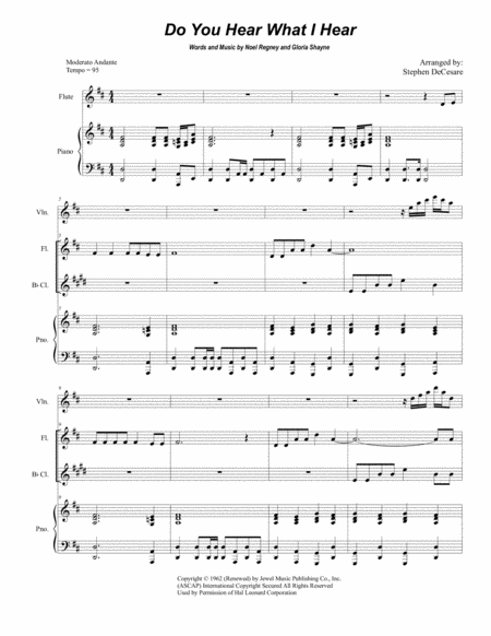 Free Sheet Music Do You Hear What I Hear Duet For Flute And Bb Clarinet