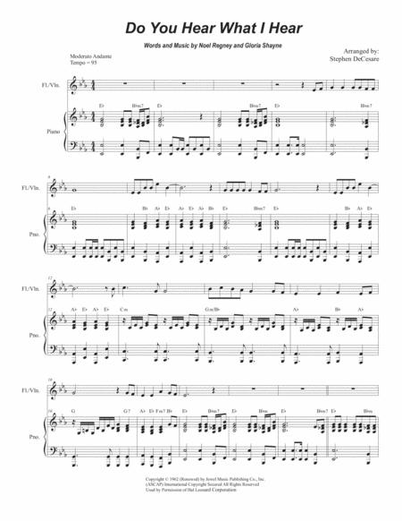 Free Sheet Music Do You Hear What I Hear For Flute Or Violin Solo And Piano