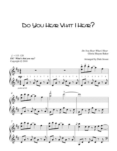 Free Sheet Music Do You Hear What I Hear Piano Cover Dale Jessee