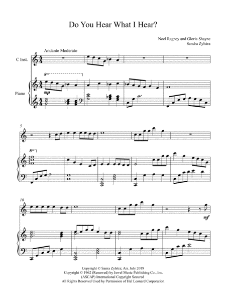 Do You Hear What I Hear Treble C Instrument Solo Sheet Music