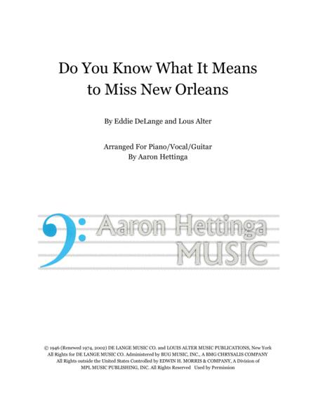 Do You Know What It Means To Miss New Orleans Piano Vocal Guitar Sheet Music